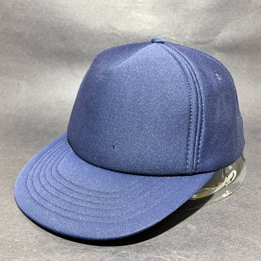Vtg Blank Plain Solid Snapback Cap Hat Blue Full … - image 2